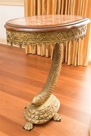 Pair of Italian Renaissance Style Rouge and White Marble and Brass-Fish-Formed Side Tables, late 19th-early 20th century. Est. $ 1,200 – 1,800.