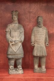 These two statues are made by A & C Trade (Xian, China) Circa 1982. STARTING BID: $50 --- VIEW ALL OUR ITEMS AND THEIR DETAILS ON OUR LIVE AUCTION WEBSITE! 