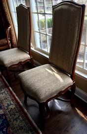 10 French Century Furniture Side Chairs w/ Gold Lacquered Upholstery (22’’ x 20’’ x 48’’) 