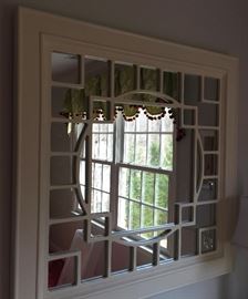 Art Deco White Square Mirror (37’’ x 37’’)