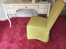 Pottery Barn White 5 Drawer Desk (48’’ x 24’’ x 30’’)
Golden Slipcovered Desk Chair