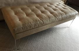 Tufted Ottoman with Acrylic Legs