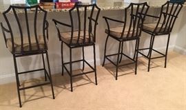 4 Metal Bar Stools w/ Cushions