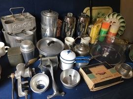 double boiler, Muffin and cupcake pans, teapots, aluminum, coffee mugs Coffee Makers, Deviled Egg Dishes, plasti tumblersm, Bundt Pans, Cake Plates Tins more