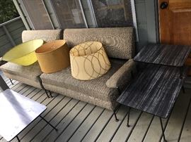 stepped laminate lamp table with iron legs