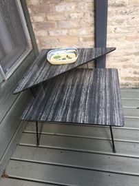 Corner table, 1950's laminate with iron legs