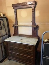 Victorian marble-topped mirror dresser, sans mirror
