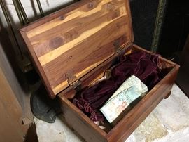minitature cedar chest with doll clothes (sold seperately)