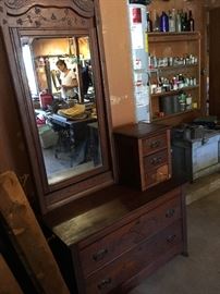 Vanity dresser oak with mirror and