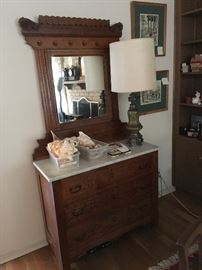Marble topped mirrored dresser