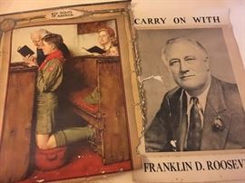 Boy Scouts of america Norman Rockwell lithograph, campaign poster Franklin D. Roosevelt.