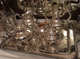 Reed & Barton "Regent" coffee and tea service with water pitcher, heavy plate with gold wash and beautiful!