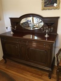 Vintage Queen Anne- style solid wood buffet,