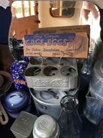 Coca Cola Carrier, TX. Egg Carton, Enamelware