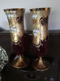 Bohemian glass vases, pair