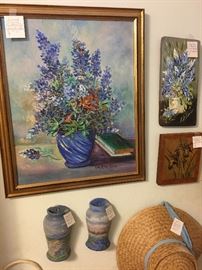 Clockwise: A charming Texas-themed still life by folk artist Ruby Hays Palmo.