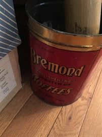 Bremond Coffees- early Austin TX coffee roaster, tin. Also have miniaqture tin, not shown