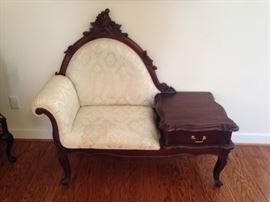 Mahogany French Victorian Style Gossip Bench