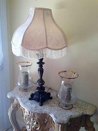 Table Lamp and Candle Holders