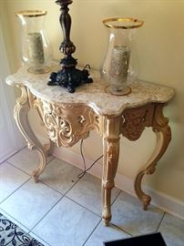 French Style Marble Top Console Table