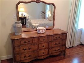 Solid Wood Thomasville French Style Dresser and Mirror