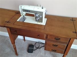 Wood Sewing Cabinet and Sewing Machine