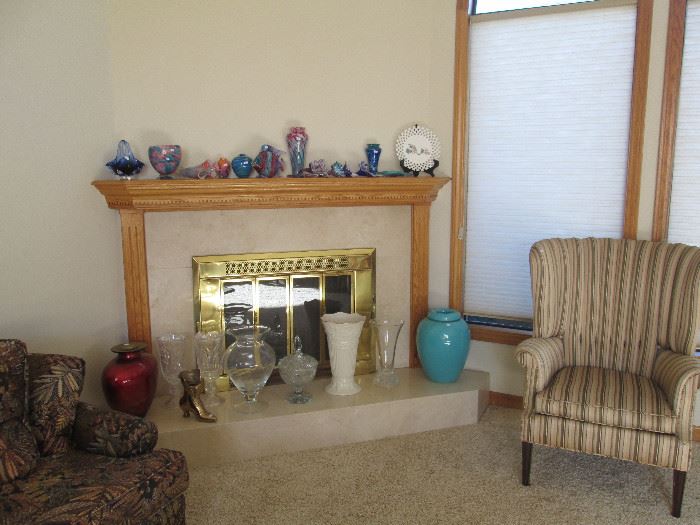 Blue Bauer Pottery vase, lead crystal vases and more