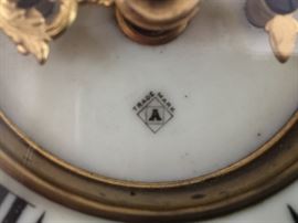 Bronze Ansonia Mantle Clock Porcelain Face w/ Bronze Musketeer Attached on an Onyx Base (18’’ x 8’’ x 21’’)