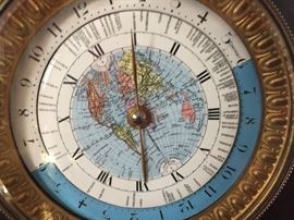 French Onyx Mantle/ Table Clock w/ Lapis Lazuli Inlay and Gold Scrolling (18’’ x 6.5’’ x 20”)