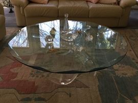 Beveled Glass top on Lucite Wave Base (46’’ round)