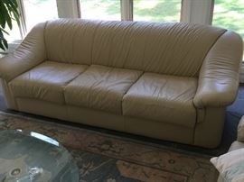 Cream Leather Sofa (87’’ x 38’’ x 29’’)