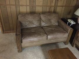 Wood Trimmed Leather Couch (77’’ x 35’’ x 29’’)