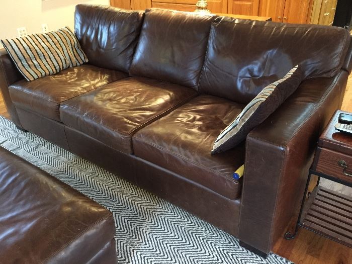 Crate & Barrel Leather Couch (88"x32"x44")