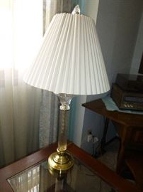2 TABLE LAMPS- LEAD CRYSTAL & BRASS