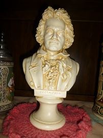 BEETHOVEN SCULPTURE BUST REPLICA, 13.5" KANSAS CITY ART STATUARY