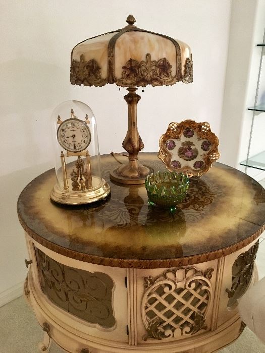 Antique Leaded Slag Glass Table lamp