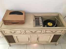 Vintage Record Player and records.