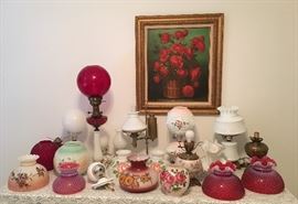 Antique Lamps, Glass Shades and Globes