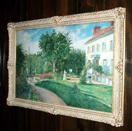 Camille Pissarro Impressionist " Gardens of Les Mathurins great frame w glass cover 24 x 36"