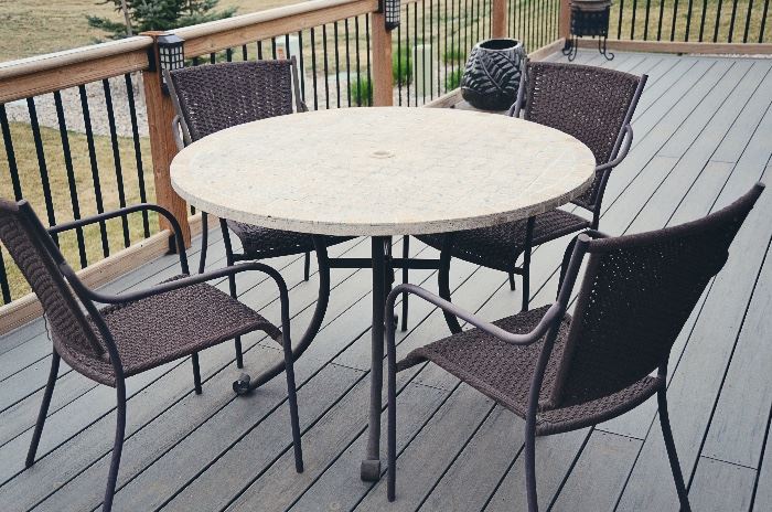 Outdoor Mosaic Round Table with 4 Chairs and Umbrella (not pictured)