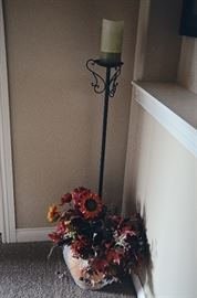 Decorative cfloor candle stand, decorative floral, ceramic pot