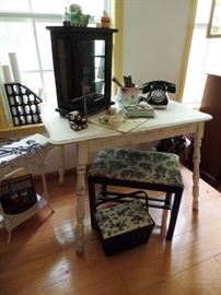 Shabby chic table with lots of goodies
