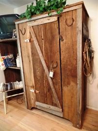 Very rustic and Texan hutch with shelving unit attached