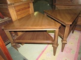 Pair of mid century triangular side tables