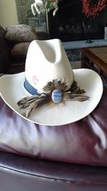 Charlie 1 custom hat with semi precious stone and feathers