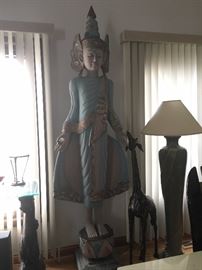 Tibetan 7 ft meditating goddess statue! (wood carved)