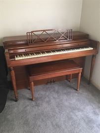 Vintage upright piano and bench