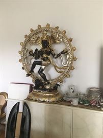 Carved resin goddess statue, possibly Tara.  Approximate dimensions: 48"h x 42" w x 16" d