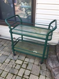 outdoor serving or floral cart with wheels