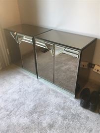Mirrored nightstands with magnetic doors (2 available) - will separate